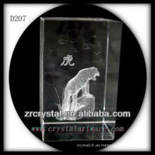 K9 3D Laser Chinese Zodiac Tiger grabado bloque de cristal